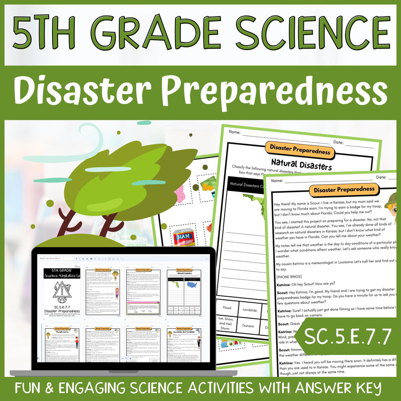 Emergency Preparedness Activity & Answer Key 5th Grade Earth Science