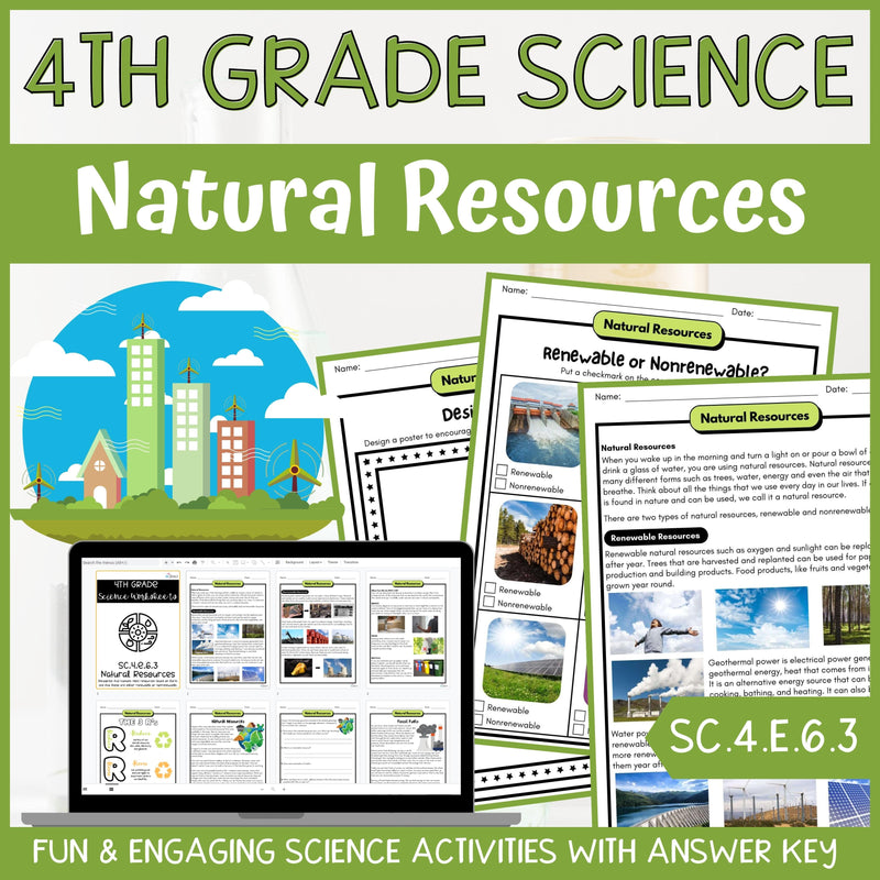 Natural Resources Activity & Answer Key 4th Grade Earth & Space Science