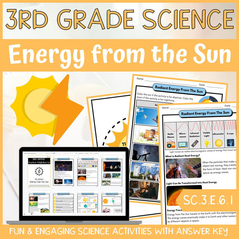 Energy from the Sun Activity & Answer Key 3rd Grade Earth & Space Science