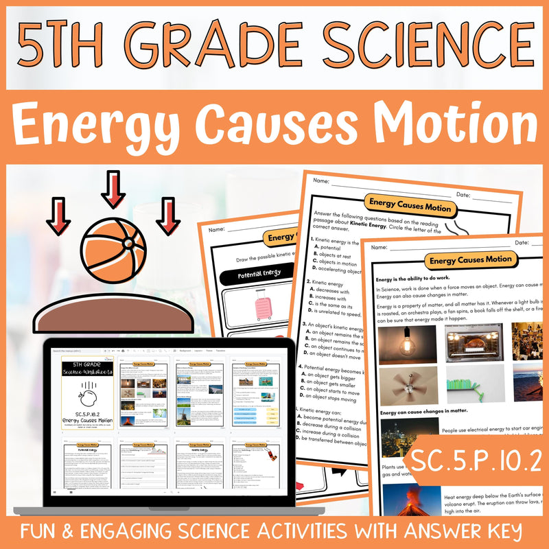 Potential and Kinetic Energy Activity & Answer Key 5th Grade Physical Science