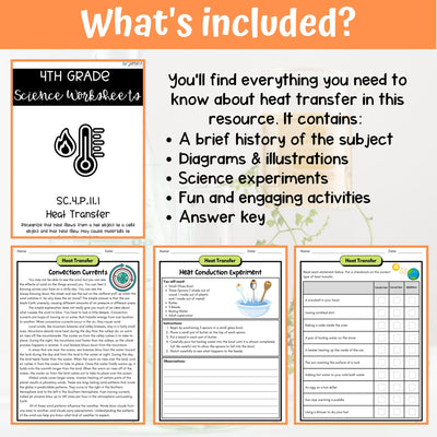 Heat Transfer Activity & Answer Key 4th Grade Physical Science