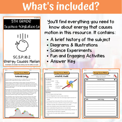 Potential and Kinetic Energy Activity & Answer Key 5th Grade Physical Science