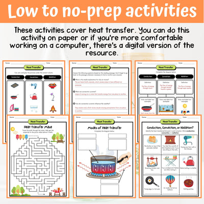 Heat Transfer Activity & Answer Key 4th Grade Physical Science