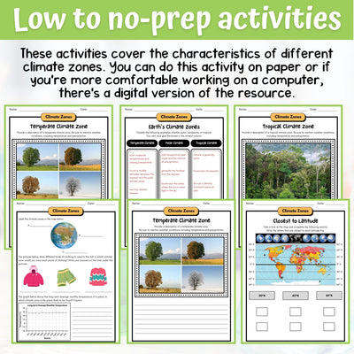 Climate Zones Activity & Answer Key 5th Grade Earth Science