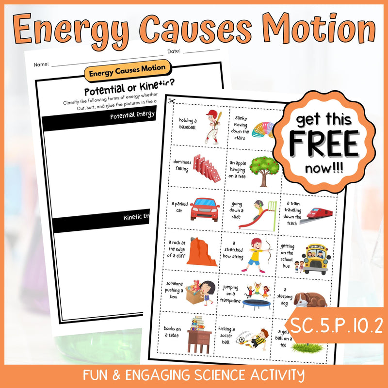 FREE Potential or Kinetic Energy Cut, Sort, and Glue Physical Science Activity