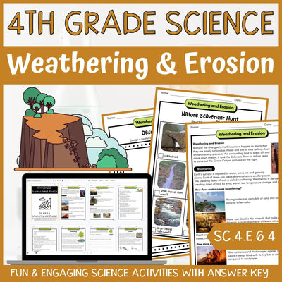 Weathering and Erosion Activity & Answer Key 4th Grade Earth & Space Science