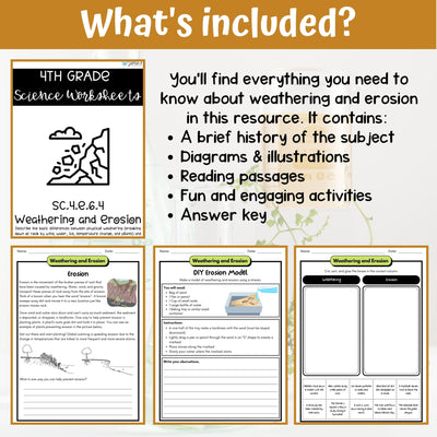 Weathering and Erosion Activity & Answer Key 4th Grade Earth & Space Science