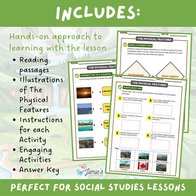 United States Physical Features Activity & Answer Key 3rd Grade Social Studies