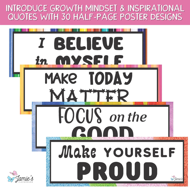 Growth Mindset Poster Display Rainbow Classroom Decor and Bulletin Board