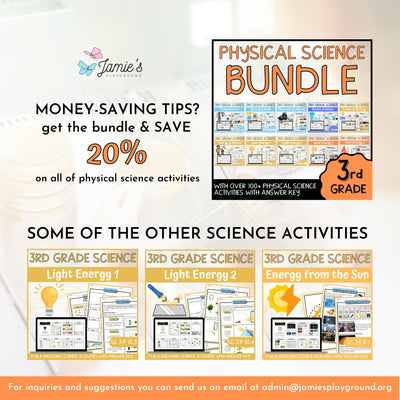 Heat Energy Activity & Answer Key 3rd Grade Physical Science