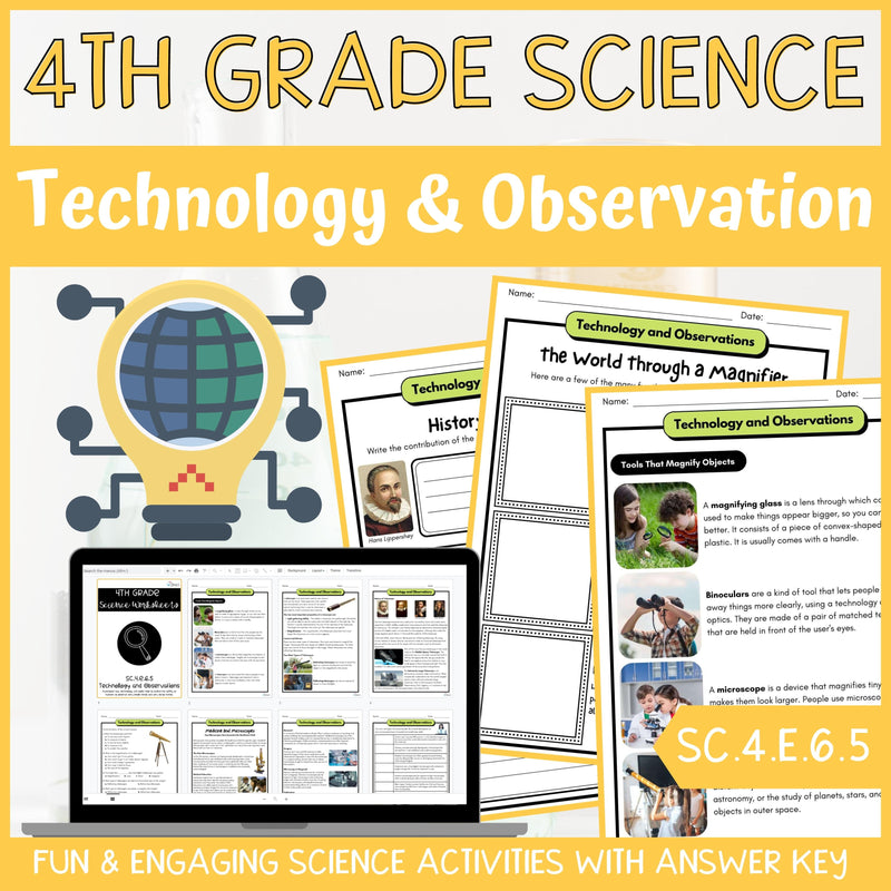 Technology and Observations Activity & Answer Key 4th Grade Earth Science