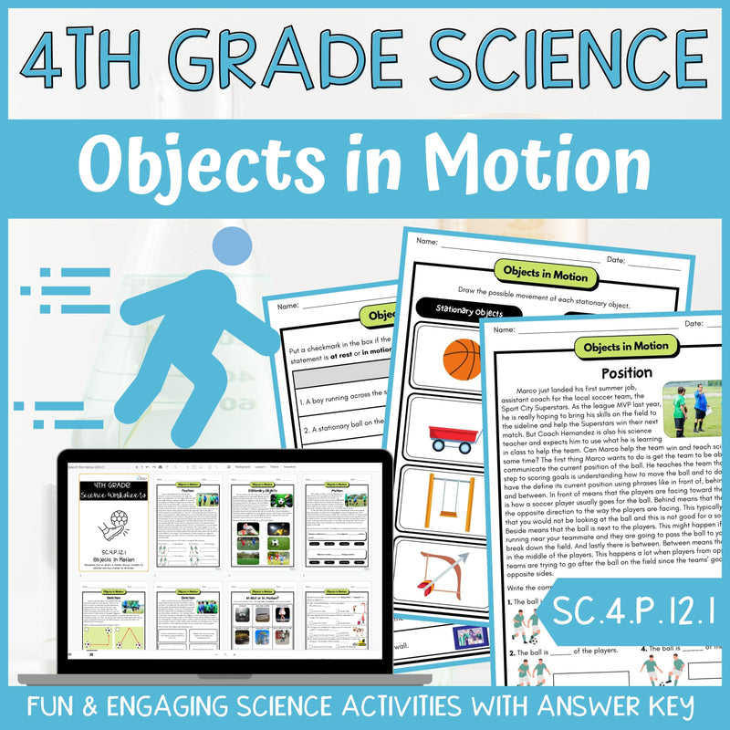 Motion of Objects Activities & Answer Key 4th Grade Physical Science