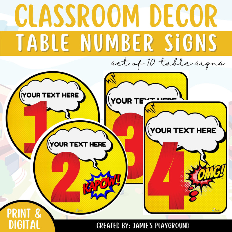 Table Number Signs - EDITABLE Classroom Decor Table/Group Signs