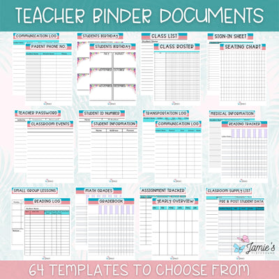 Editable Teacher Binder and Planner 2023 | FREE Updates Every Year | Pink & Teal Theme