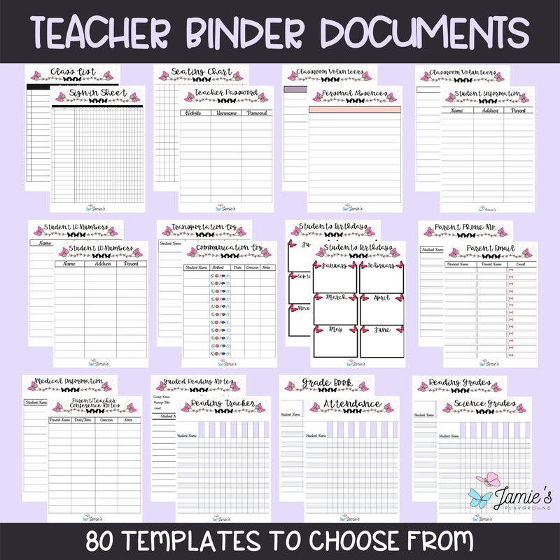 Editable Teacher Binder and Planner 2023 | FREE Updates Every Year | Butterfly theme