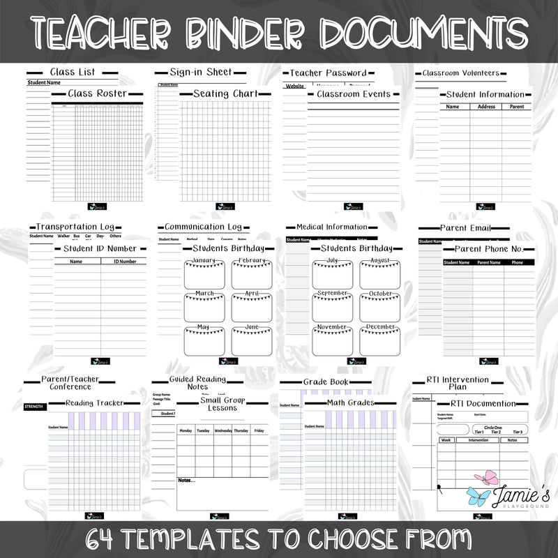 Editable Teacher Binder and Planner 2023 | FREE Updates Every Year | Black & White theme