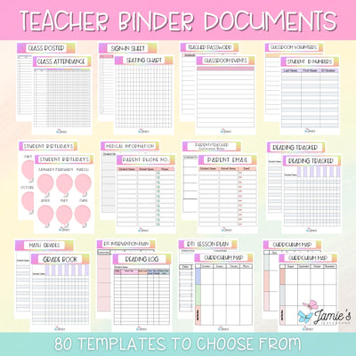 Editable Teacher Binder and Planner 2023 | FREE Updates Every Year | Rainbow theme