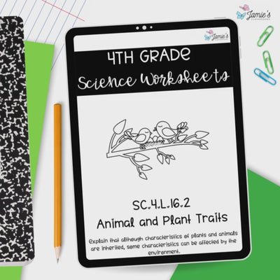 Animal and Plant Traits Activity & Answer Key 4th Grade Life Science