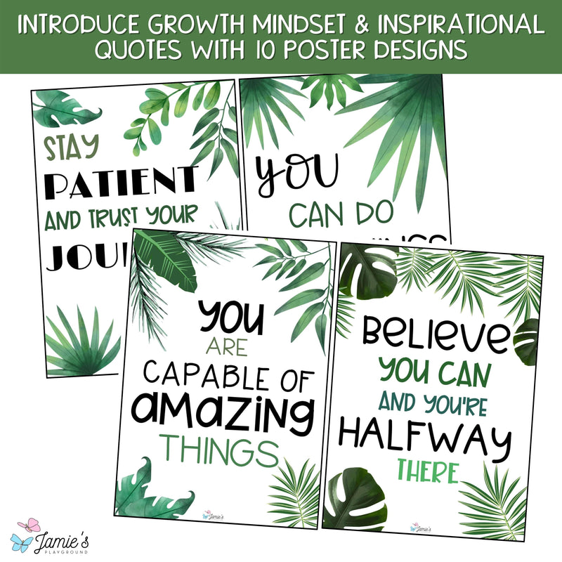 Growth Mindset Poster Display Tropical Classroom Decor and Bulletin Board