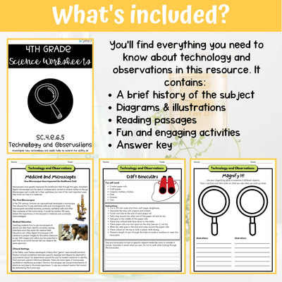 Technology and Observations Activity & Answer Key 4th Grade Earth Science