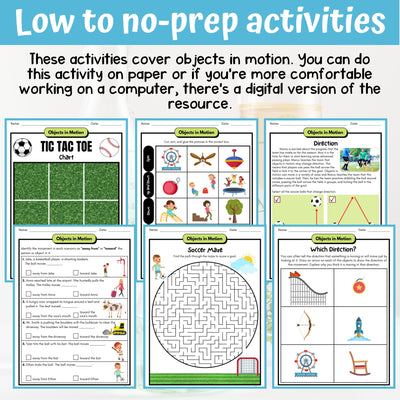 Motion of Objects Activities & Answer Key 4th Grade Physical Science