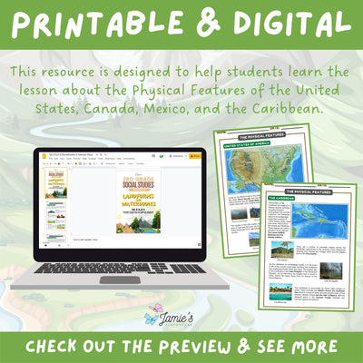 US Physical Features Landforms and Waterbodies - Geography Activity Mini Bundle