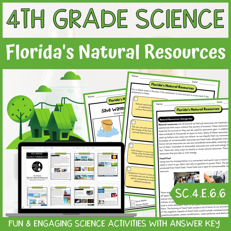 Florida Natural Resources Activity & Answer Key 4th Grade Earth & Space Science