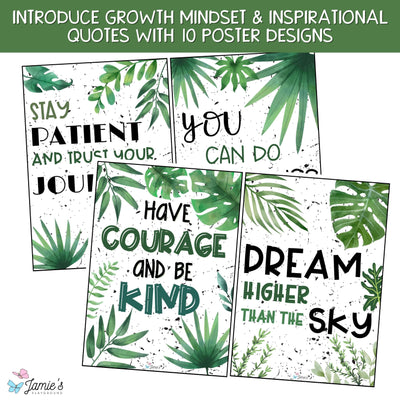 Growth Mindset Poster Display Tropical Classroom Decor and Bulletin Board