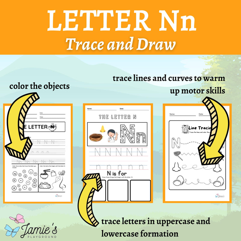 Alphabet Tracing & Writing Activity | Handwriting Practice Worksheet - Letter N