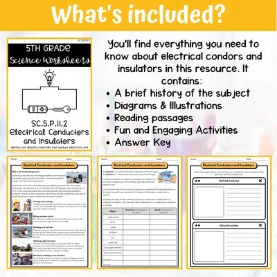 Conductors and Insulators Activity & Answer Key 5th Grade Physical Science