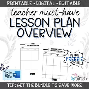 FREE Editable Weekly Lesson Plan Template in Word | Black & White theme