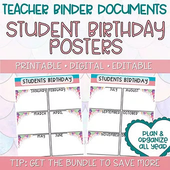 Teacher Binders/Planner - Binder Documents: Student&