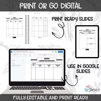 FREE Editable Weekly Lesson Plan Template in Word | Black & White theme