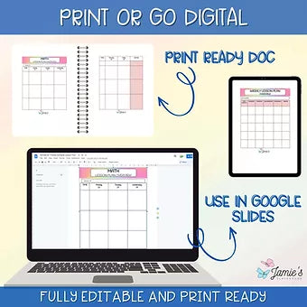 FREE Editable Weekly Lesson Plan Template in Word | Rainbow theme