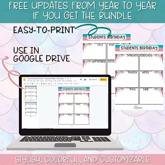 Teacher Binders/Planner - Binder Documents: Student's Birthday Posters - Pink & Teal