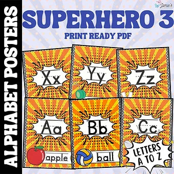 Alphabet Posters: Superhero Theme 3 - Print & Digital Classroom Decoration