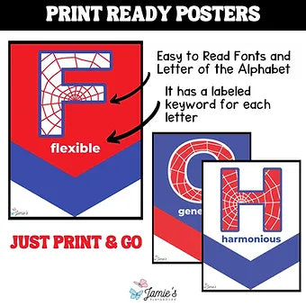 Alphabet Posters: Spiderman-themed - Print & Digital Classroom Decoration