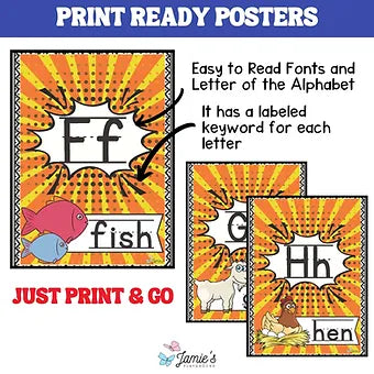 Alphabet Posters: Superhero Theme 3 - Print & Digital Classroom Decoration