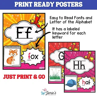 Alphabet Posters: Superhero Theme 2 - Print & Digital Classroom Deco