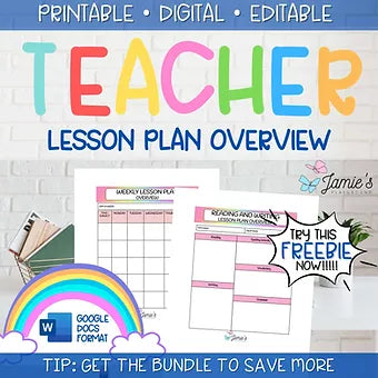 FREE Editable Weekly Lesson Plan Template in Word | Rainbow theme