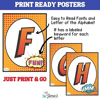 Alphabet Posters: Superhero Theme 1 - Print & Digital Classroom Decoration