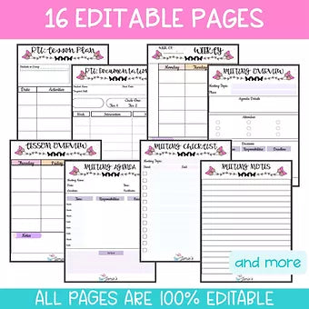 Editable Binder Documents for Teacher Binder Planner | Response to Intervention - Butterfly theme