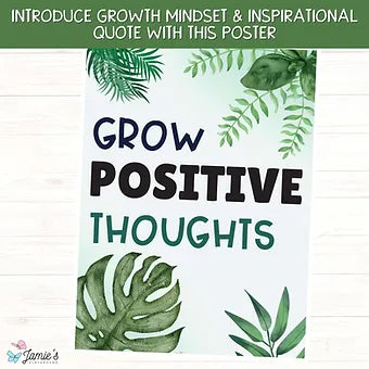 FREE Growth Mindset Poster Motivational Tropical Classroom Decor