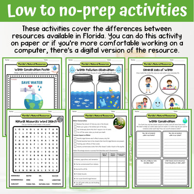 Florida Natural Resources Activity & Answer Key 4th Grade Earth & Space Science