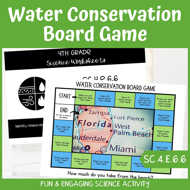 Water Conservation Board Game Florida Natural Resources Science Activity