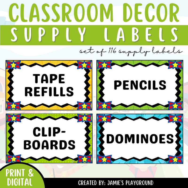 Classroom Supply Labels - EDITABLE Classroom Organization Colorful Supply Labels