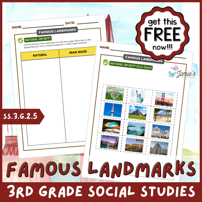 FREE Natural And Manmade Landmarks Geography Sorting Activity