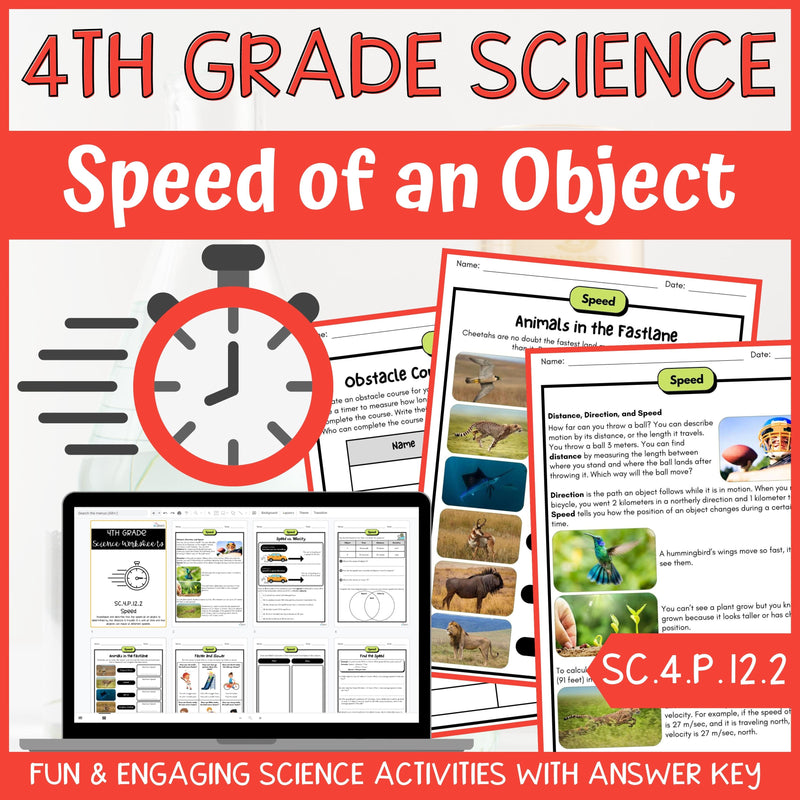 Speed of an Object Activity & Answer Key 4th Grade Physical Science