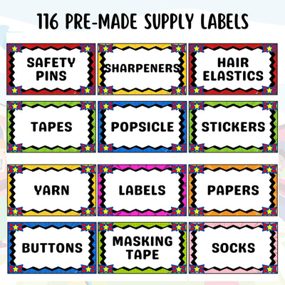 Classroom Supply Labels - EDITABLE Classroom Organization Colorful Supply Labels