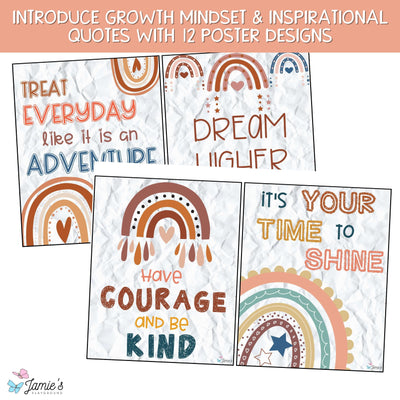 Growth Mindset Poster Display Boho Classroom Decor and Bulletin Board